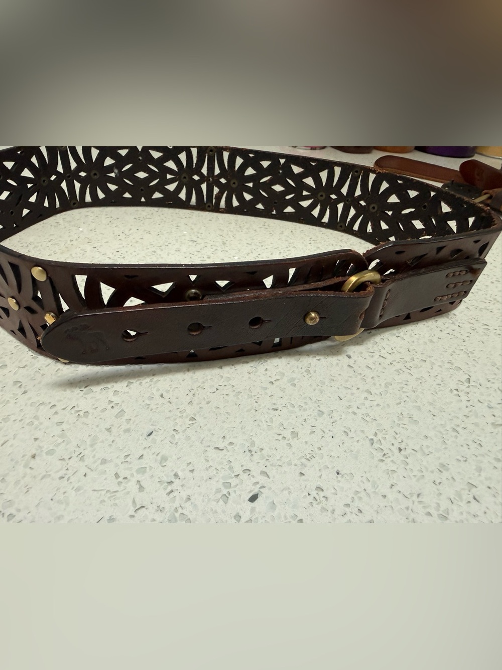 Abercrombie Brown wide Leather Belt fits women's XS to S